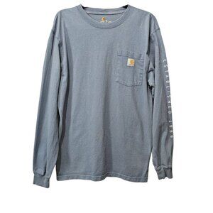 Carhartt Workwear Pocket Long Sleeve Crew Neck Loose Fit Blue T-Shirt